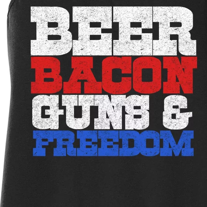 Beer Bacon Guns And Freedom Women's Racerback Tank