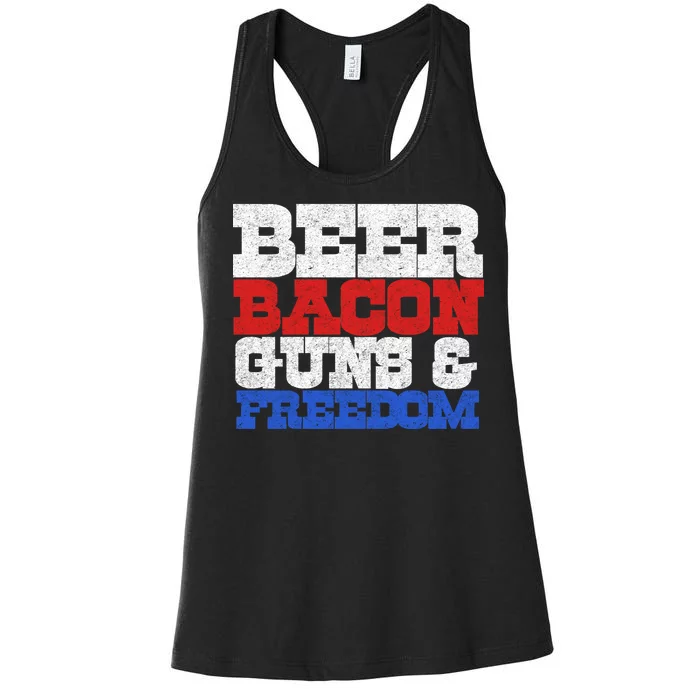 Beer Bacon Guns And Freedom Women's Racerback Tank