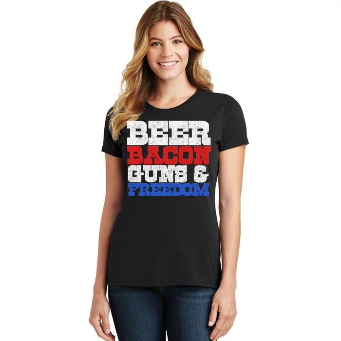 Beer Bacon Guns And Freedom Women's T-Shirt