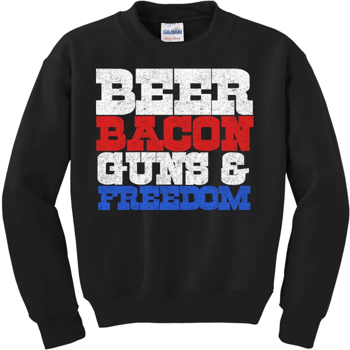 Beer Bacon Guns And Freedom Kids Sweatshirt