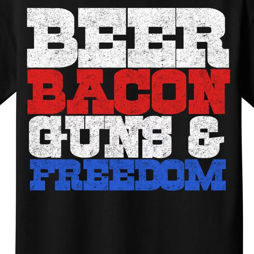 Beer Bacon Guns And Freedom Kids T-Shirt