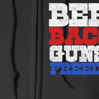 Beer Bacon Guns And Freedom Full Zip Hoodie