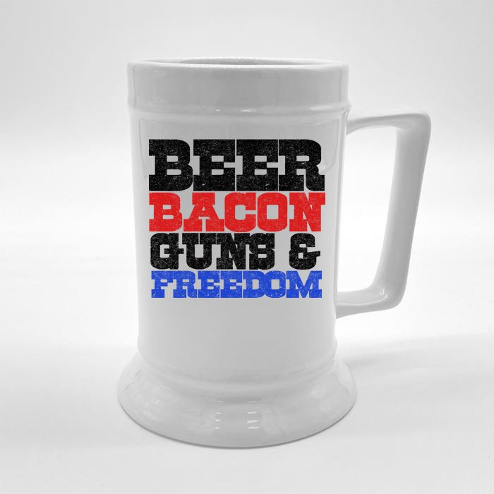 Beer Bacon Guns And Freedom Front & Back Beer Stein