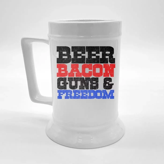 Beer Bacon Guns And Freedom Front & Back Beer Stein