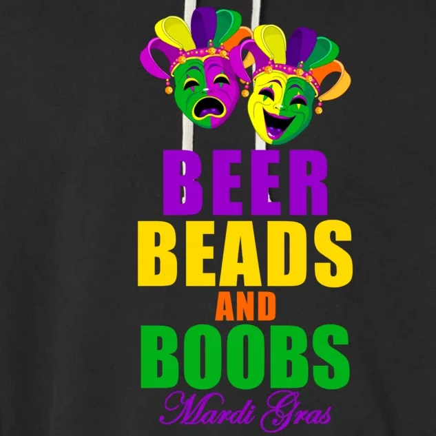 Beer Beads and Boobs Mardi Gras New Orleans Garment-Dyed Fleece Hoodie