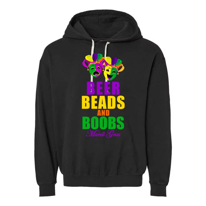 Beer Beads and Boobs Mardi Gras New Orleans Garment-Dyed Fleece Hoodie