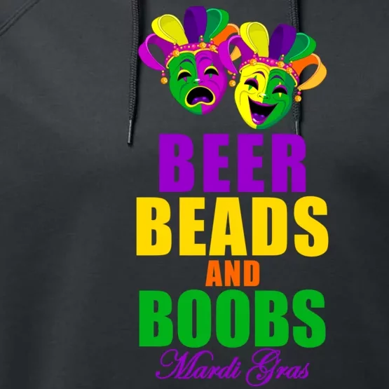 Beer Beads and Boobs Mardi Gras New Orleans Performance Fleece Hoodie