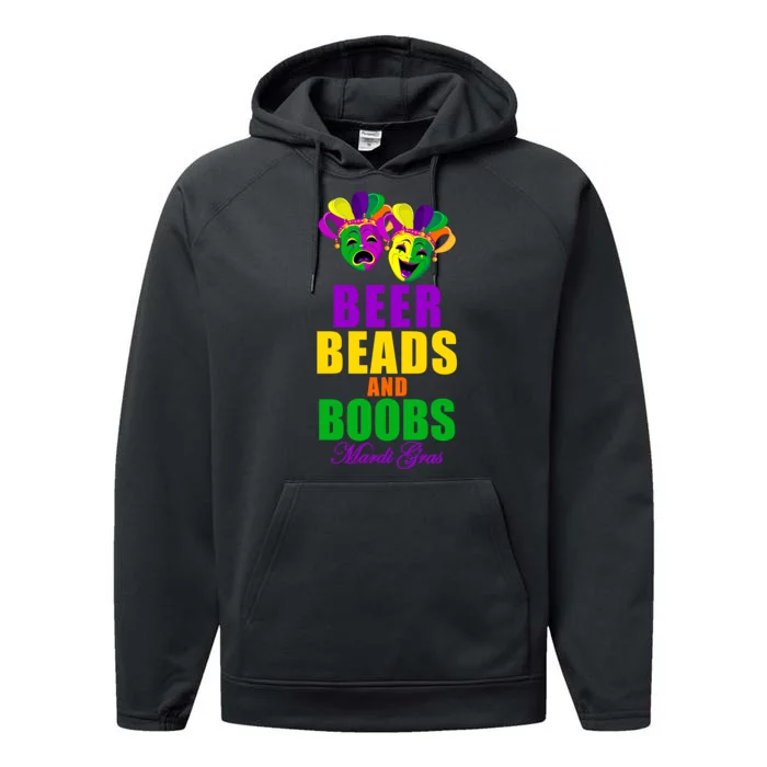 Beer Beads and Boobs Mardi Gras New Orleans Performance Fleece Hoodie