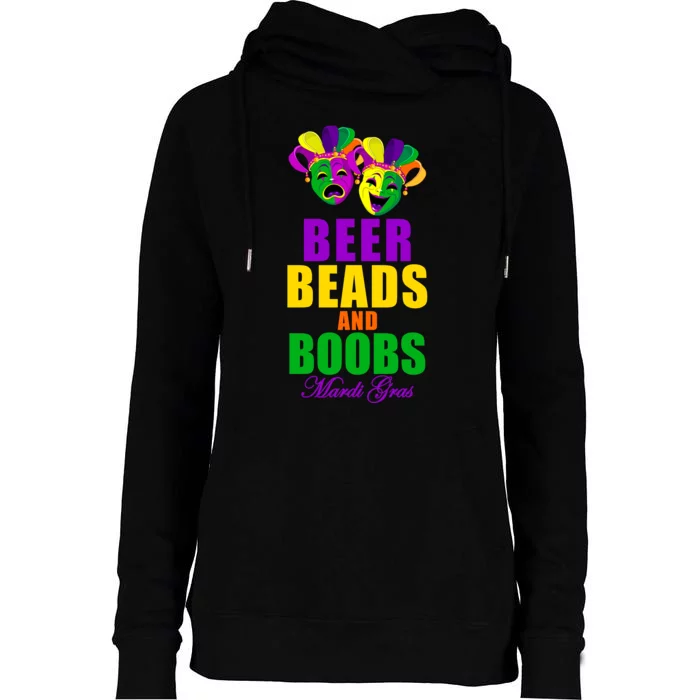 Beer Beads and Boobs Mardi Gras New Orleans Womens Funnel Neck Pullover Hood