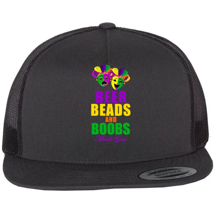 Beer Beads and Boobs Mardi Gras New Orleans Flat Bill Trucker Hat