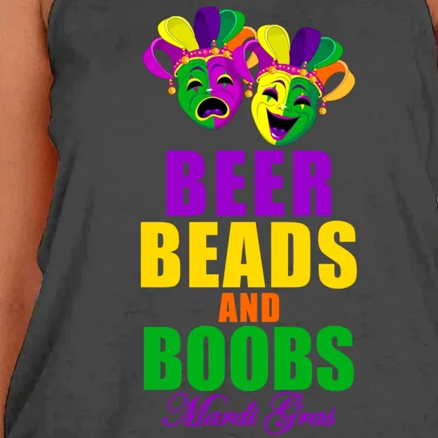 Beer Beads and Boobs Mardi Gras New Orleans Women's Knotted Racerback Tank