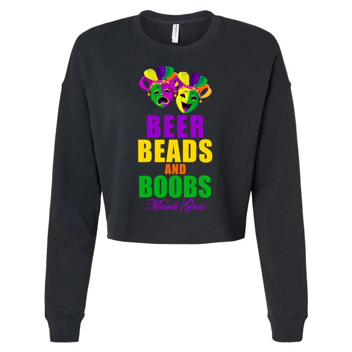 Beer Beads and Boobs Mardi Gras New Orleans Cropped Pullover Crew