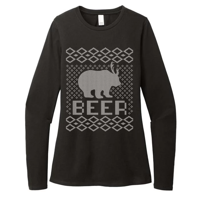 Beer Deer Hunting Ugly Christmas Womens CVC Long Sleeve Shirt