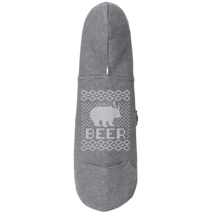 Beer Deer Hunting Ugly Christmas Doggie 3-End Fleece Hoodie