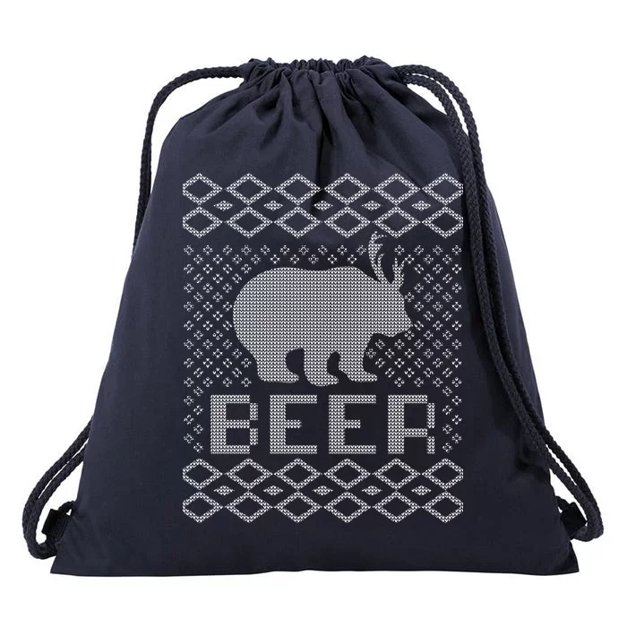 Beer Deer Hunting Ugly Christmas Drawstring Bag