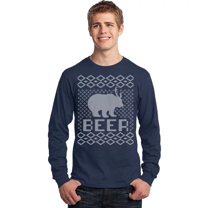 Beer Deer Hunting Ugly Christmas Tall Long Sleeve T-Shirt