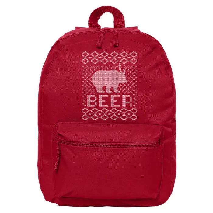 Beer Deer Hunting Ugly Christmas 16 in Basic Backpack