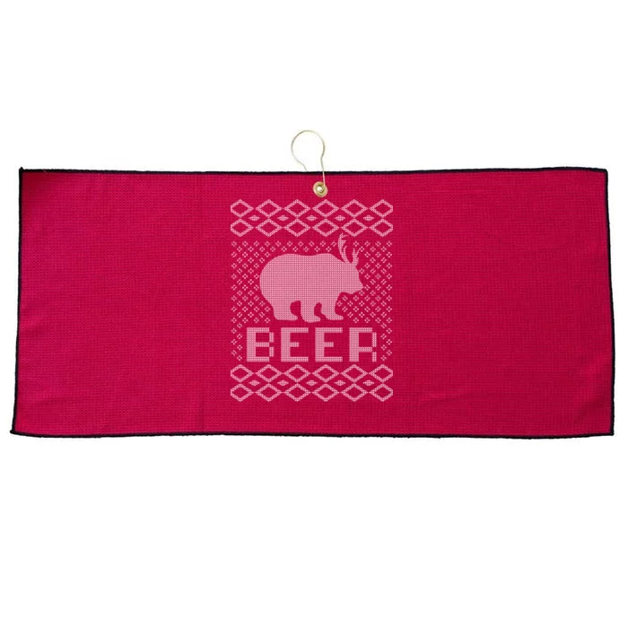 Beer Deer Hunting Ugly Christmas Large Microfiber Waffle Golf Towel