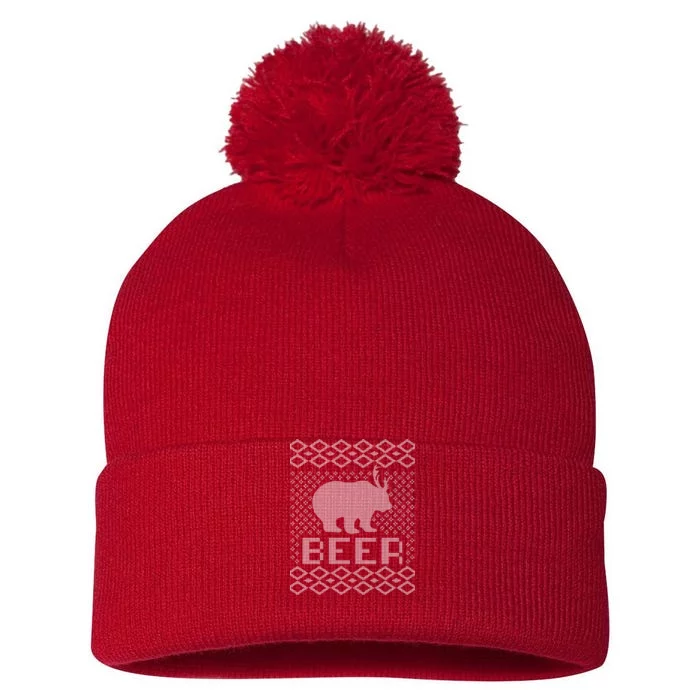 Beer Deer Hunting Ugly Christmas Pom Pom 12in Knit Beanie