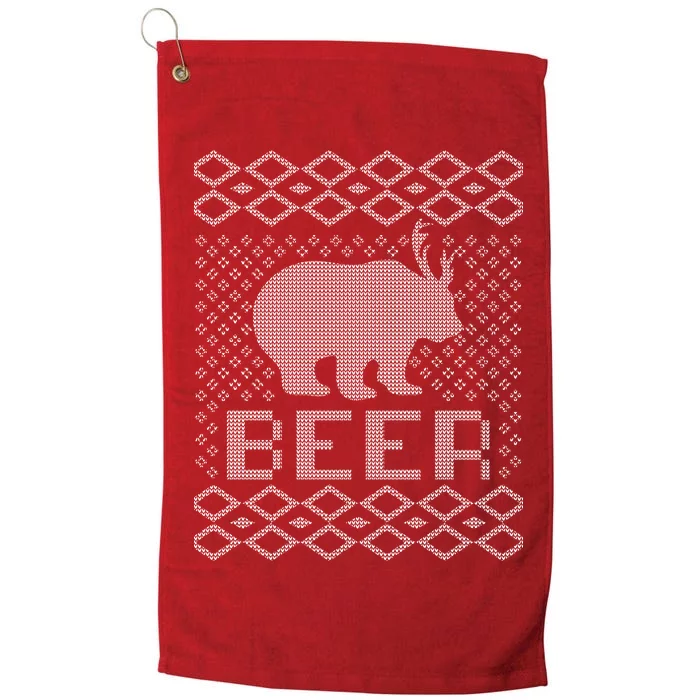 Beer Deer Hunting Ugly Christmas Platinum Collection Golf Towel