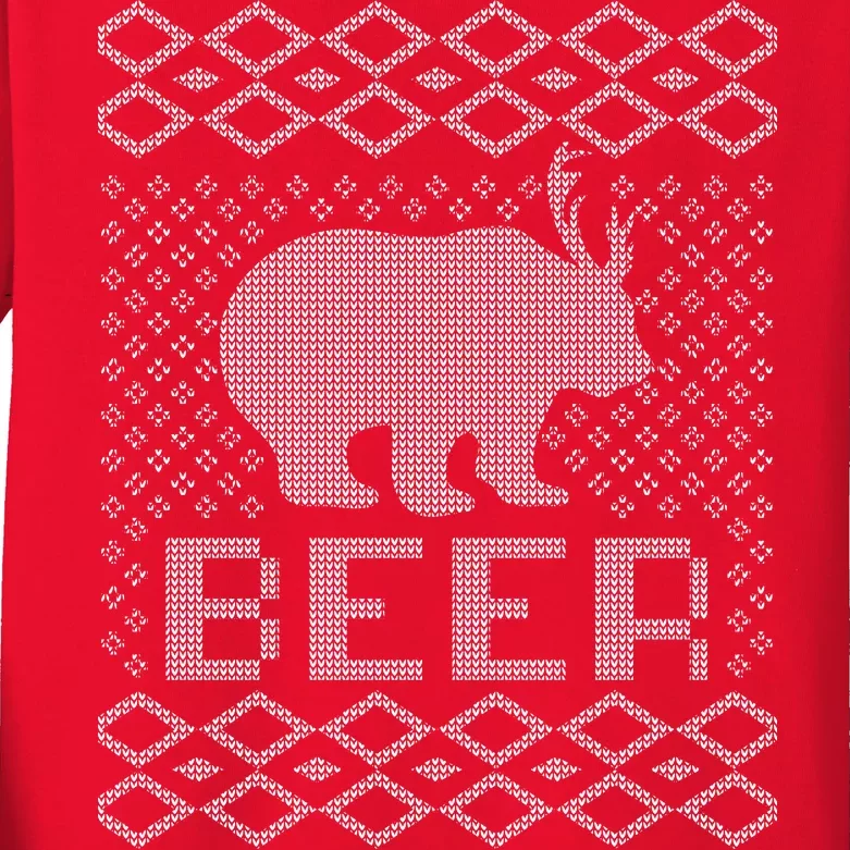 Beer Deer Hunting Ugly Christmas Kids Long Sleeve Shirt