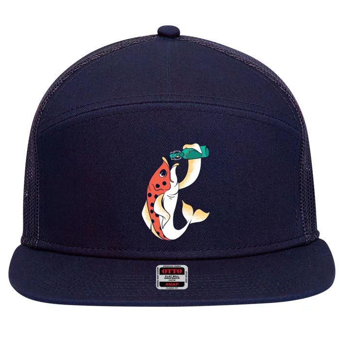 Beer Fish 7 Panel Mesh Trucker Snapback Hat