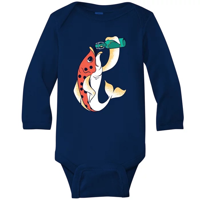 Beer Fish Baby Long Sleeve Bodysuit