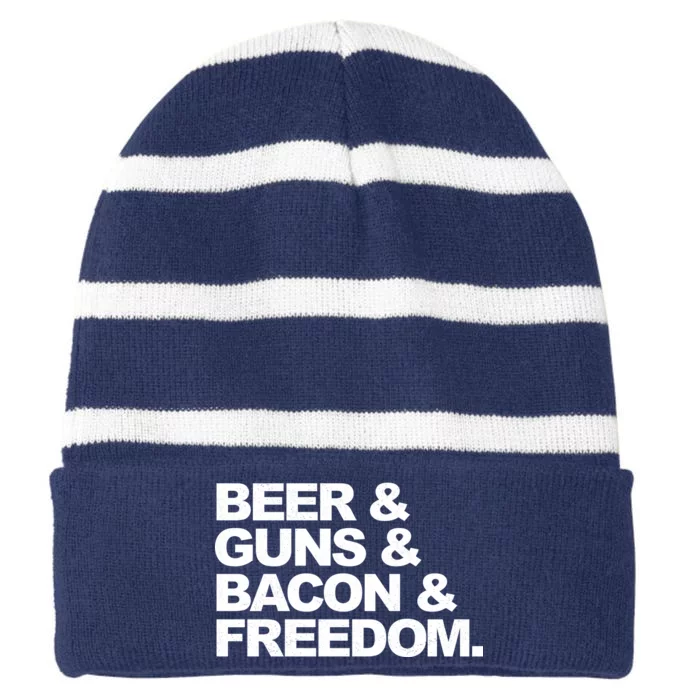 Beer Guns Bacon & Freedom Striped Beanie with Solid Band