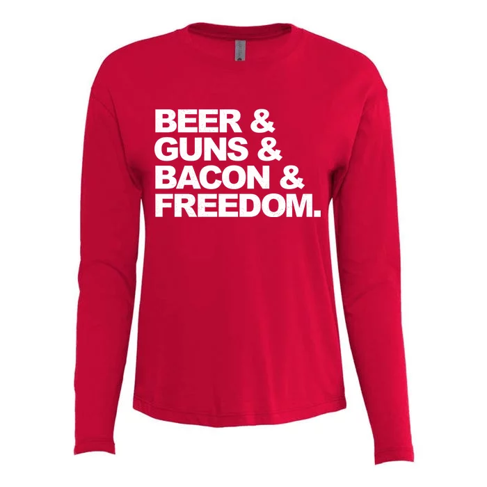 Beer Guns Bacon & Freedom Womens Cotton Relaxed Long Sleeve T-Shirt