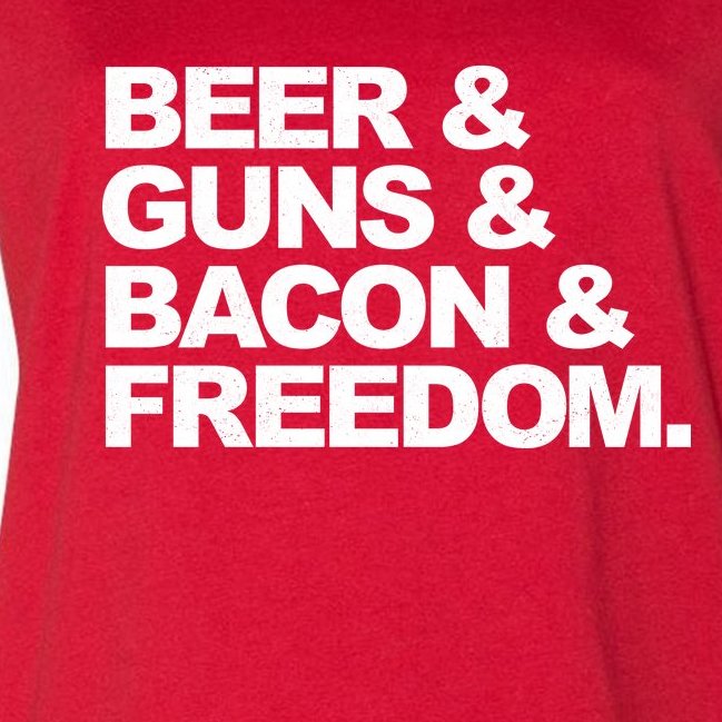 Beer Guns Bacon & Freedom Women's V-Neck Plus Size T-Shirt