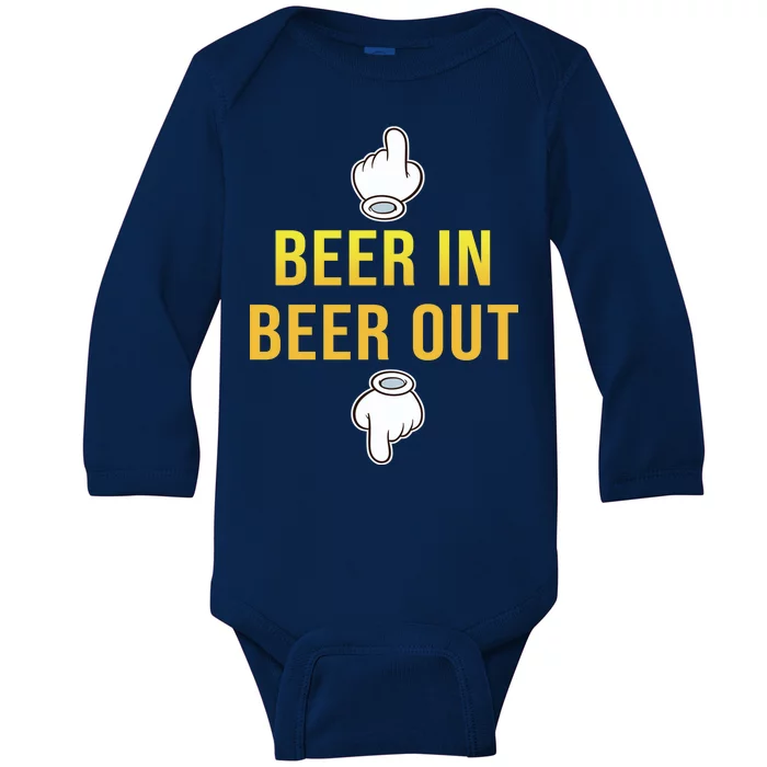 Beer In Beer Out Baby Long Sleeve Bodysuit