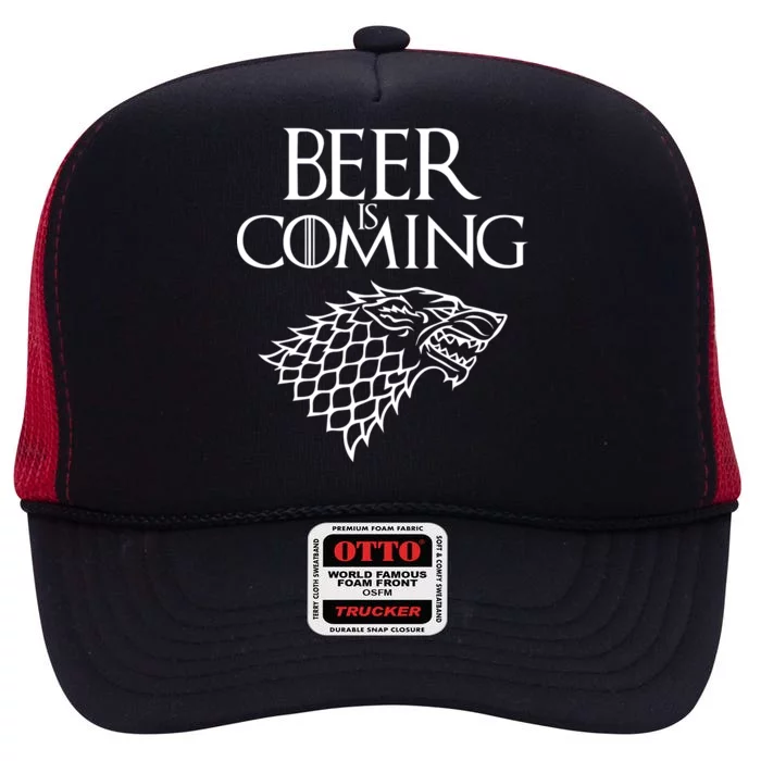 Beer Is Coming High Crown Mesh Trucker Hat