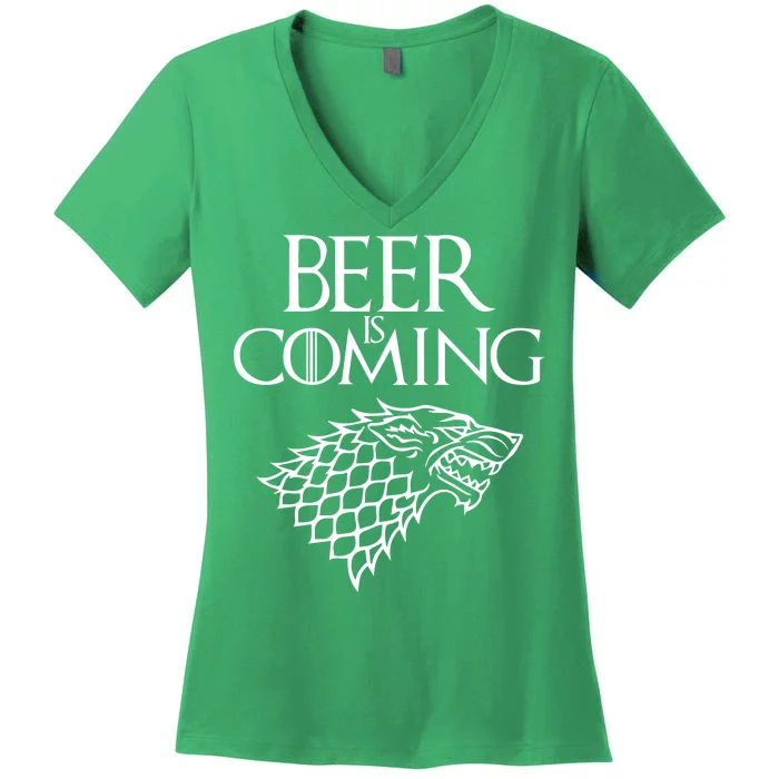 Beer Is Coming Women's V-Neck T-Shirt