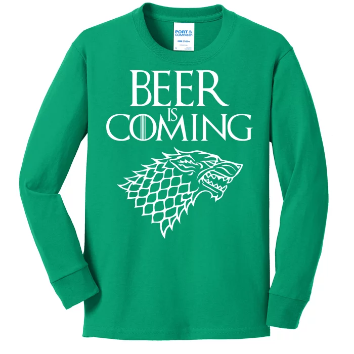 Beer Is Coming Kids Long Sleeve Shirt