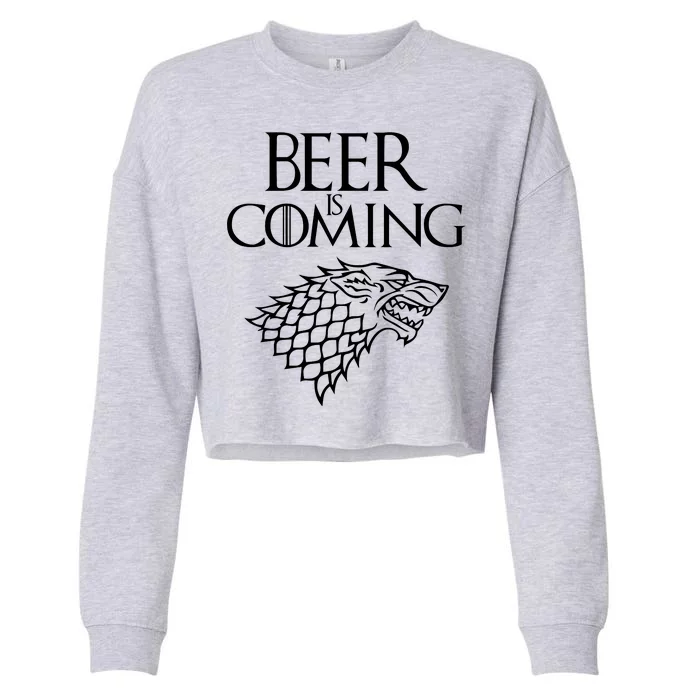 Beer Is Coming Cropped Pullover Crew