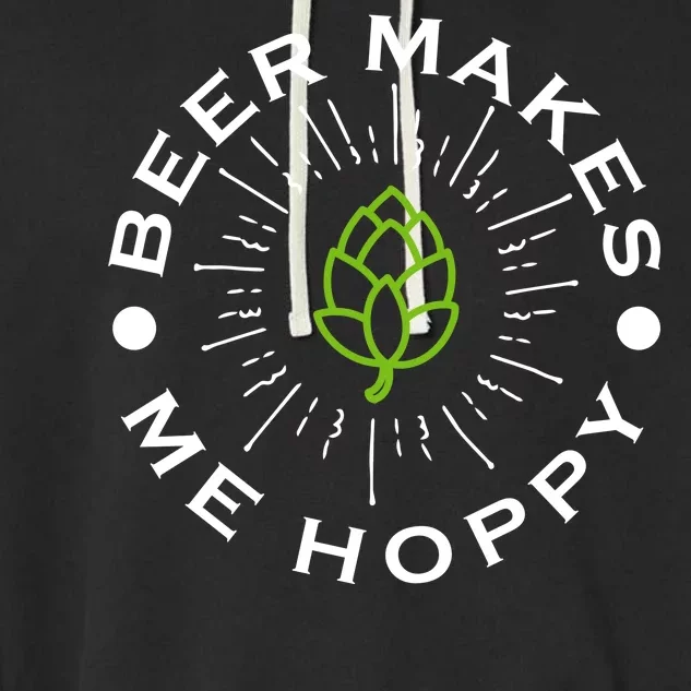 Beer Makes Me Hoppy Garment-Dyed Fleece Hoodie