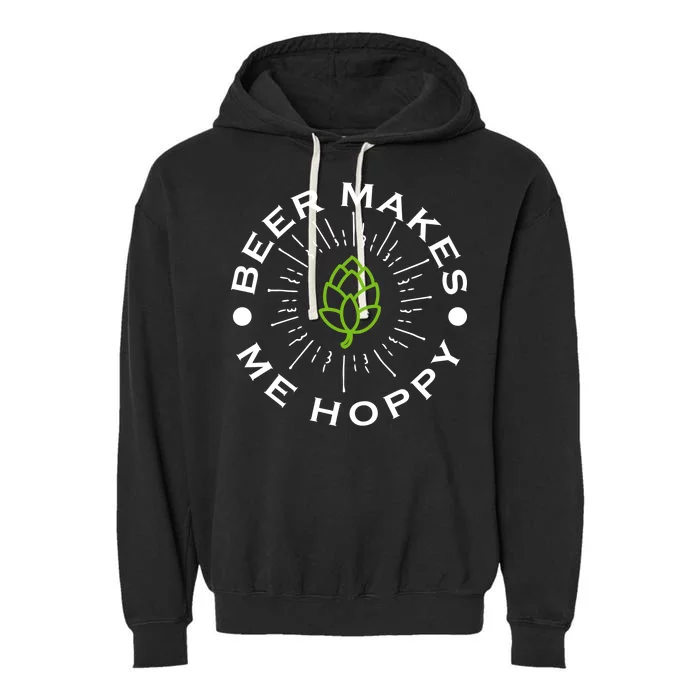 Beer Makes Me Hoppy Garment-Dyed Fleece Hoodie