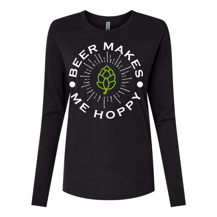 Beer Makes Me Hoppy Womens Cotton Relaxed Long Sleeve T-Shirt