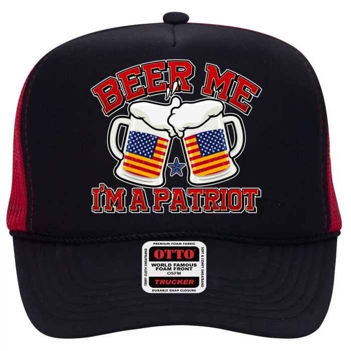 Beer Me I'm A Patriot USA Flag Beer Mugs High Crown Mesh Trucker Hat