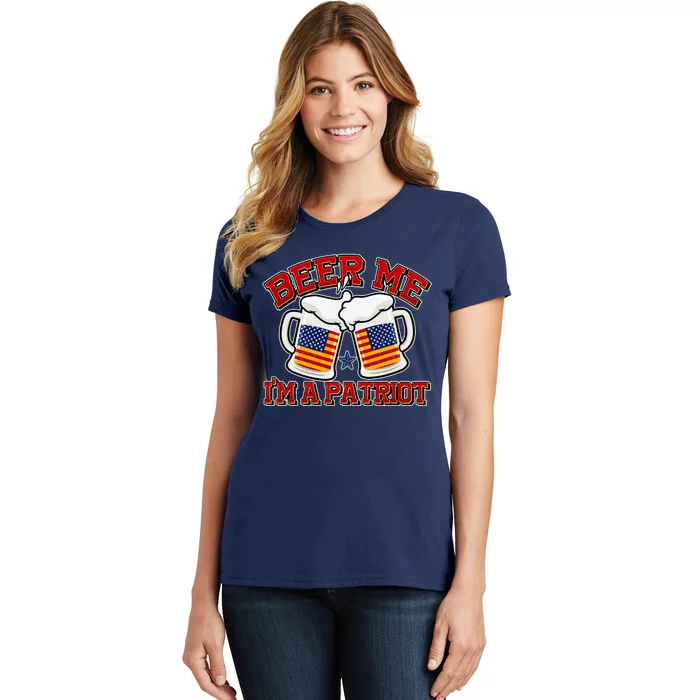 Beer Me I'm A Patriot USA Flag Beer Mugs Women's T-Shirt