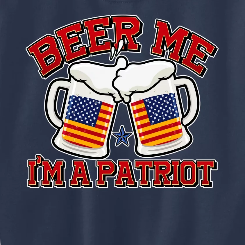 Beer Me I'm A Patriot USA Flag Beer Mugs Kids Sweatshirt