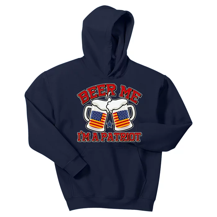 Beer Me I'm A Patriot USA Flag Beer Mugs Kids Hoodie