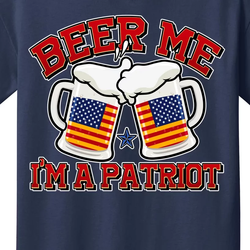 Beer Me I'm A Patriot USA Flag Beer Mugs Kids T-Shirt