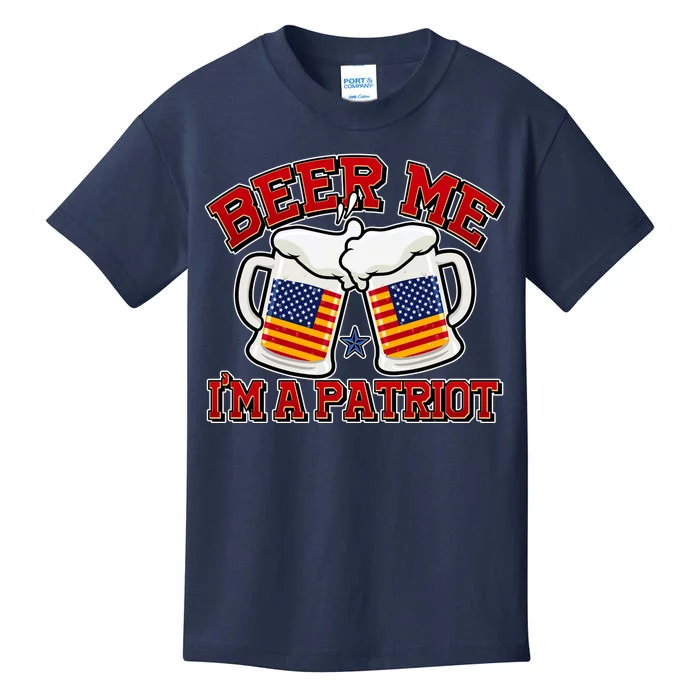 Beer Me I'm A Patriot USA Flag Beer Mugs Kids T-Shirt