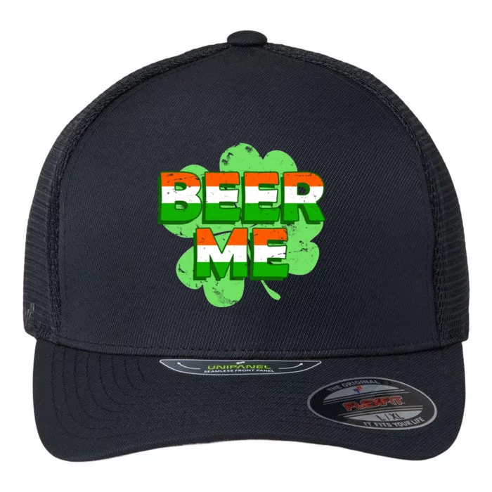 Beer Me St. Patrick's Day Irish Flag Clover Flexfit Unipanel Trucker Cap