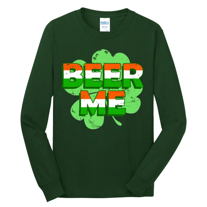 Beer Me St. Patrick's Day Irish Flag Clover Tall Long Sleeve T-Shirt