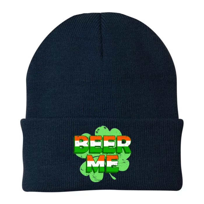 Beer Me St. Patrick's Day Irish Flag Clover Knit Cap Winter Beanie