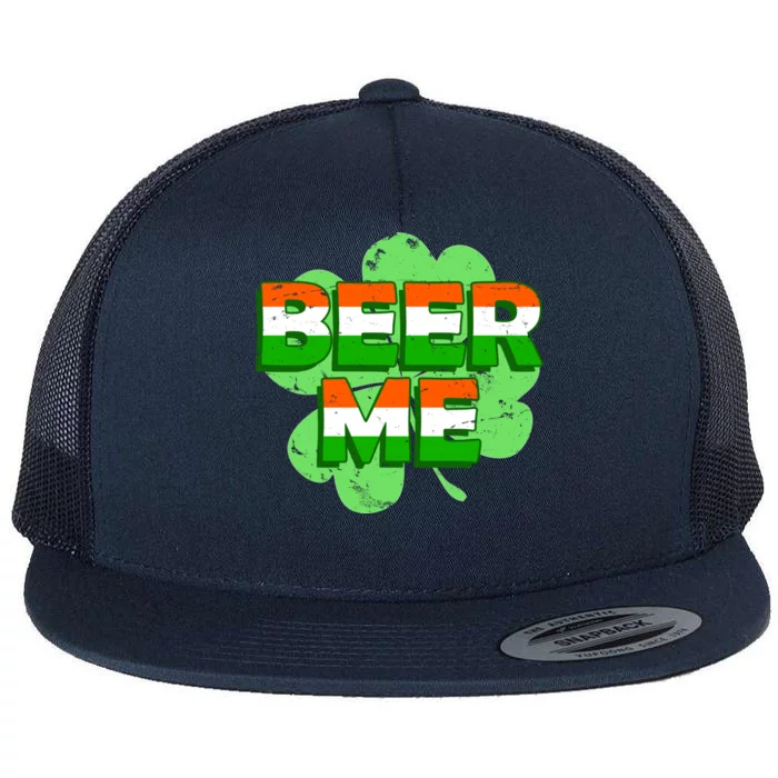 Beer Me St. Patrick's Day Irish Flag Clover Flat Bill Trucker Hat