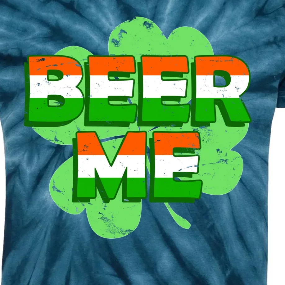 Beer Me St. Patrick's Day Irish Flag Clover Kids Tie-Dye T-Shirt