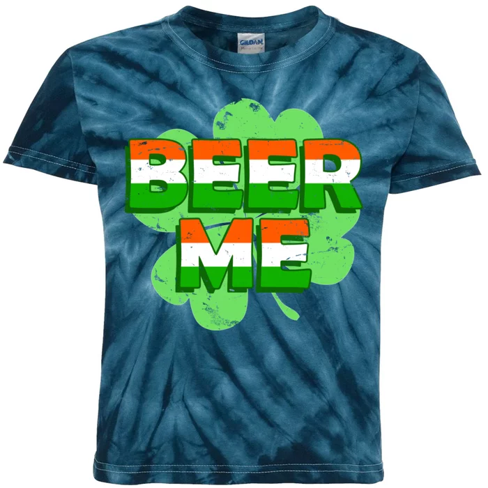 Beer Me St. Patrick's Day Irish Flag Clover Kids Tie-Dye T-Shirt